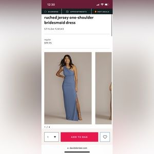 Davids Bridal Steel Blue One Shoulder Dress